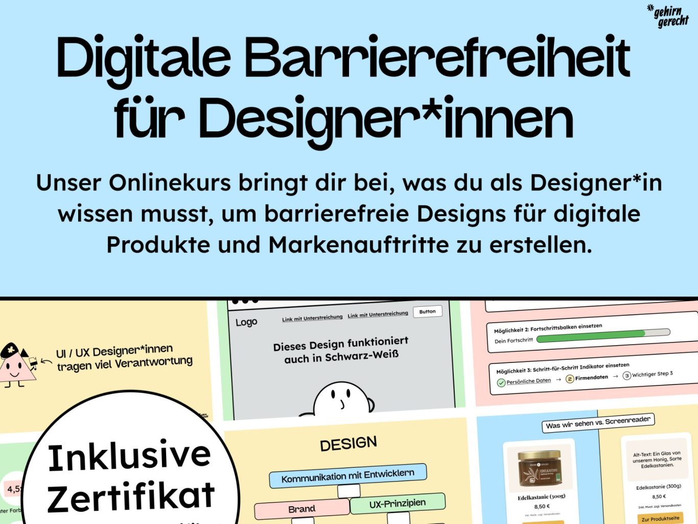 Screenshot, der einen Einblick in den Online-Kurs über digitale Barrierefreiheit gibt Screenshot, der einen Einblick in den Online-Kurs über digitale Barrierefreiheit gibt