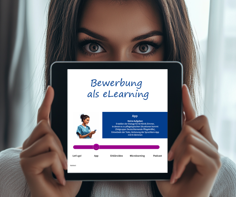 Ausschnitt aus dem eLearning, das als Bewerbung dient.